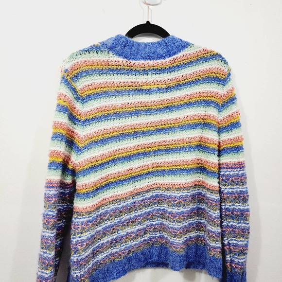 Leandra Medine Mango Rainbow Striped Long Sleeve Knit Sweater Women's Size M - Picture 12 of 12